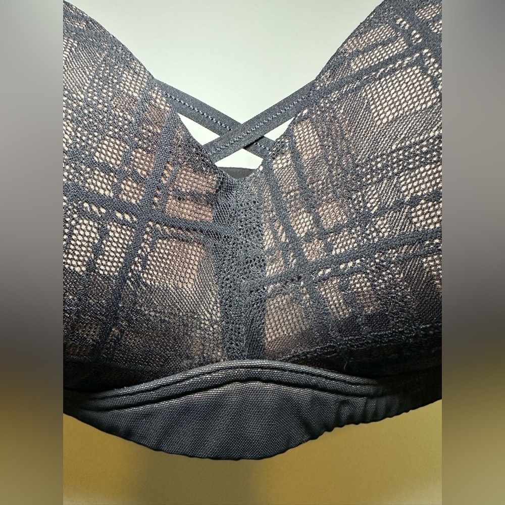 Torrid Black Tan Lace Push Up Bra Dream Wire-Free Sexy Mesh Plus Size Comfy 44DD - Picture 3 of 10
